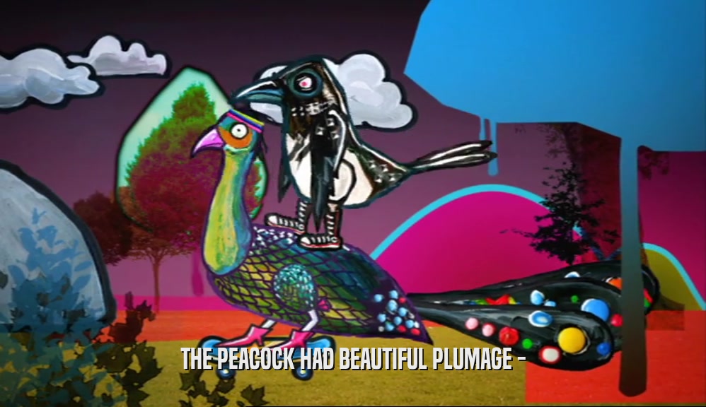 THE PEACOCK HAD BEAUTIFUL PLUMAGE -  