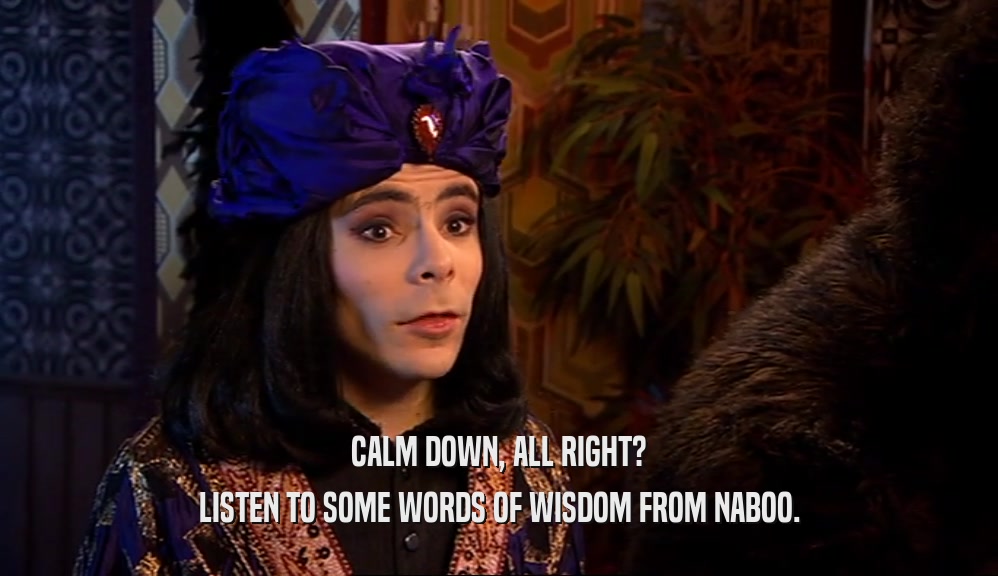 CALM DOWN, ALL RIGHT? LISTEN TO SOME WORDS OF WISDOM FROM NABOO. 