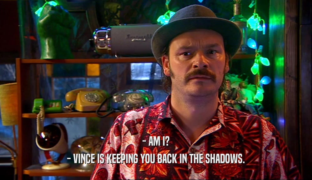 - AM I? - VINCE IS KEEPING YOU BACK IN THE SHADOWS. 