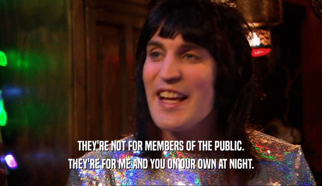 THEY'RE NOT FOR MEMBERS OF THE PUBLIC. THEY'RE FOR ME AND YOU ON OUR OWN AT NIGHT. 