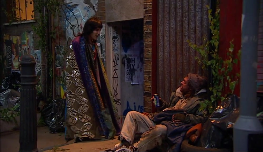 - HEY! COULD YOU SPARE SOME CHANGE, LOVE? - SORRY, MATE. I HAVEN'T GOT ANY. 