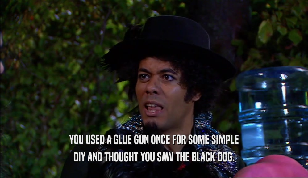 YOU USED A GLUE GUN ONCE FOR SOME SIMPLE DIY AND THOUGHT YOU SAW THE BLACK DOG. 