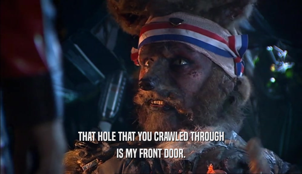 THAT HOLE THAT YOU CRAWLED THROUGH IS MY FRONT DOOR. 