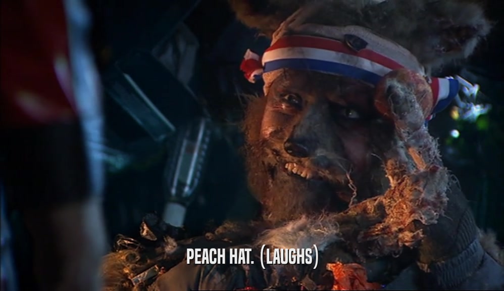PEACH HAT. (LAUGHS)  