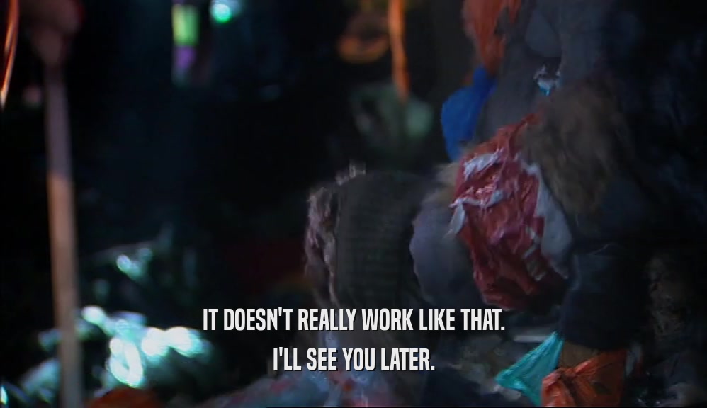 IT DOESN'T REALLY WORK LIKE THAT. I'LL SEE YOU LATER. 