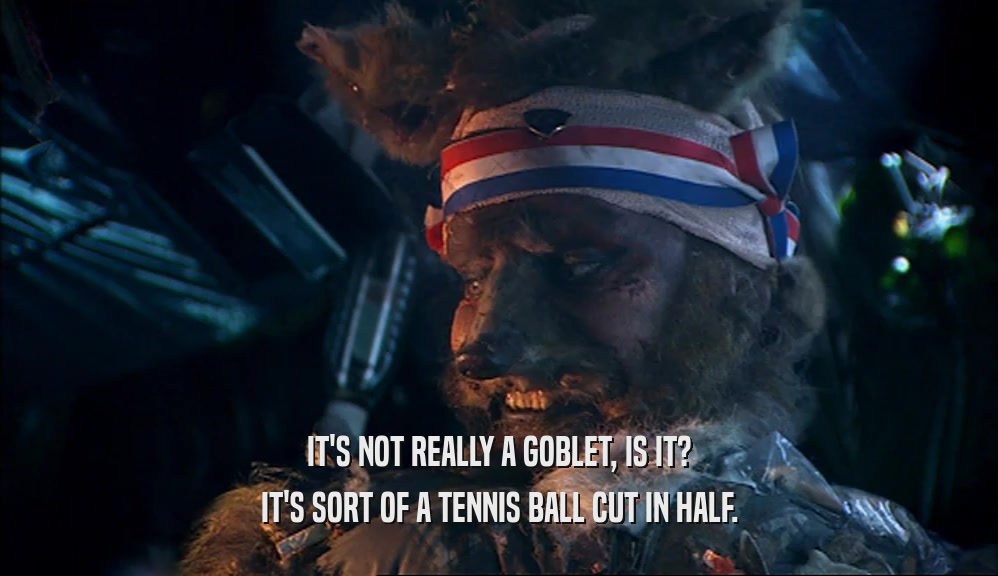 IT'S NOT REALLY A GOBLET, IS IT? IT'S SORT OF A TENNIS BALL CUT IN HALF. 