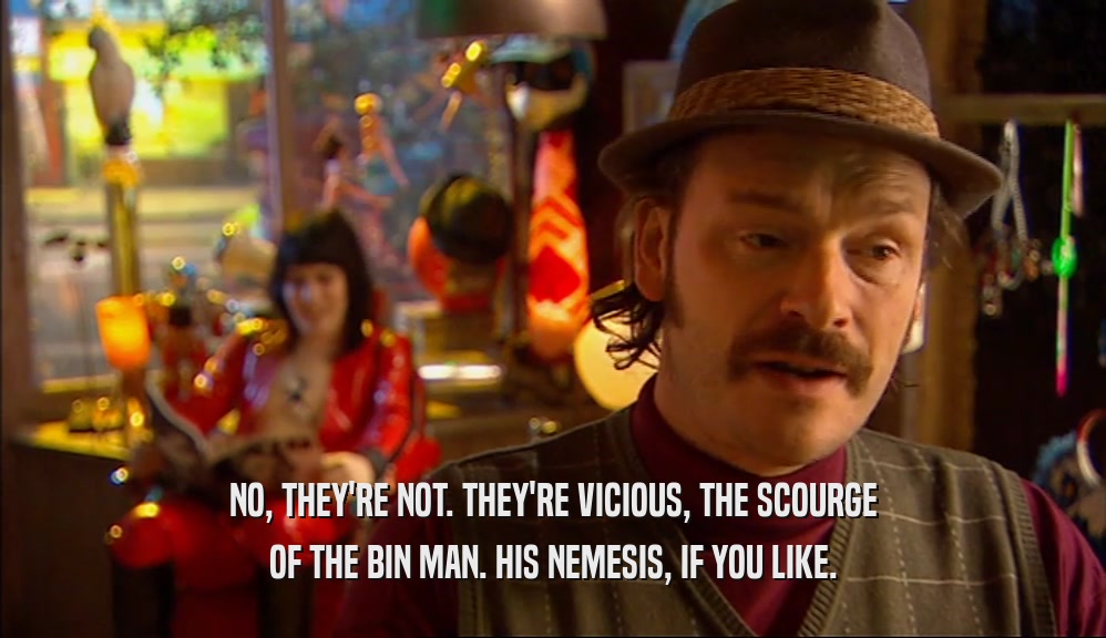 NO, THEY'RE NOT. THEY'RE VICIOUS, THE SCOURGE OF THE BIN MAN. HIS NEMESIS, IF YOU LIKE. 