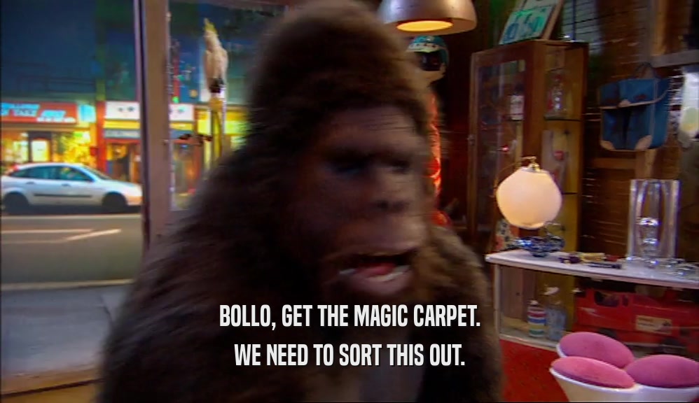 BOLLO, GET THE MAGIC CARPET. WE NEED TO SORT THIS OUT. 