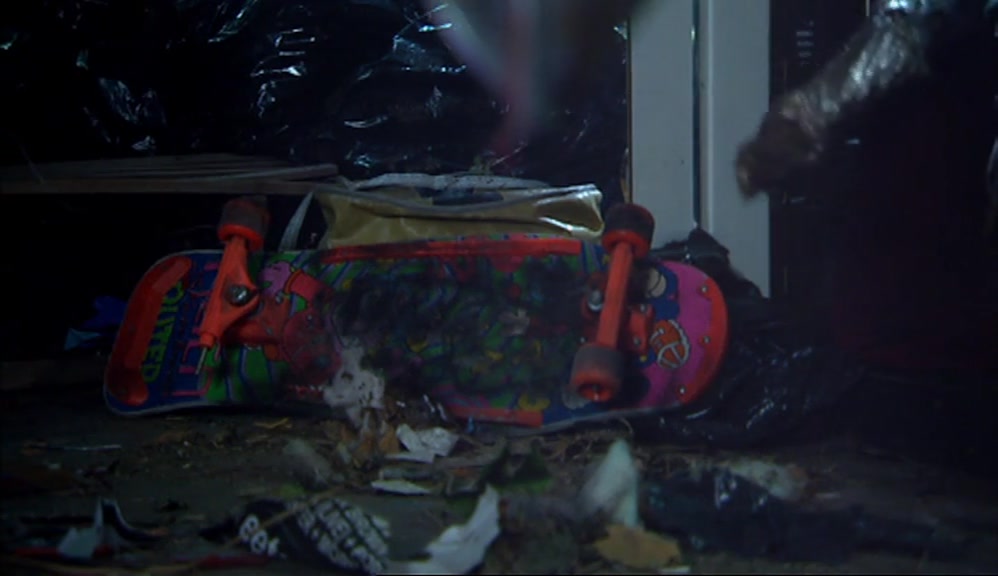 THAT OLD SKATEBOARD THERE IS MY TRANSPORTATION UNIT. 
