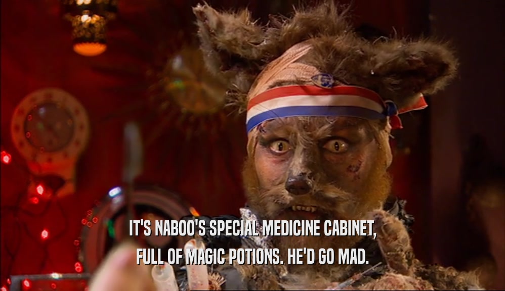 IT'S NABOO'S SPECIAL MEDICINE CABINET,
 FULL OF MAGIC POTIONS. HE'D GO MAD.
 