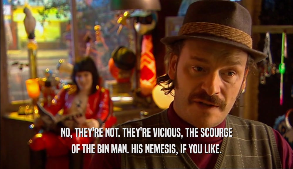 NO, THEY'RE NOT. THEY'RE VICIOUS, THE SCOURGE OF THE BIN MAN. HIS NEMESIS, IF YOU LIKE. 