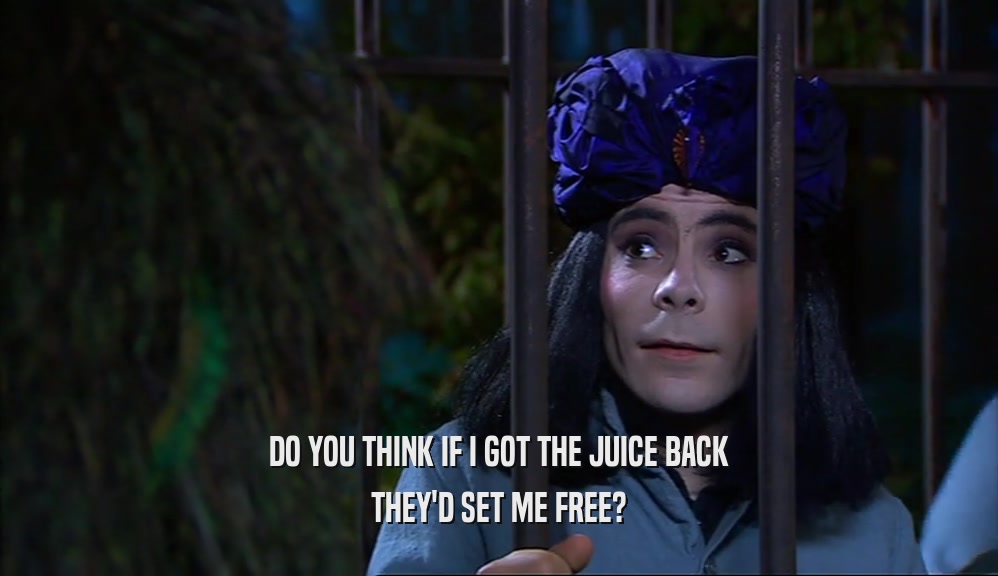 DO YOU THINK IF I GOT THE JUICE BACK
 THEY'D SET ME FREE?
 