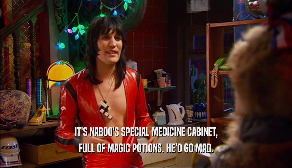 IT'S NABOO'S SPECIAL MEDICINE CABINET, FULL OF MAGIC POTIONS. HE'D GO MAD. 