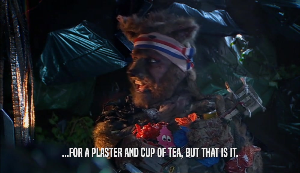...FOR A PLASTER AND CUP OF TEA, BUT THAT IS IT.  