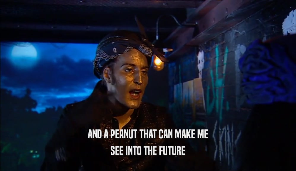 AND A PEANUT THAT CAN MAKE ME SEE INTO THE FUTURE 
