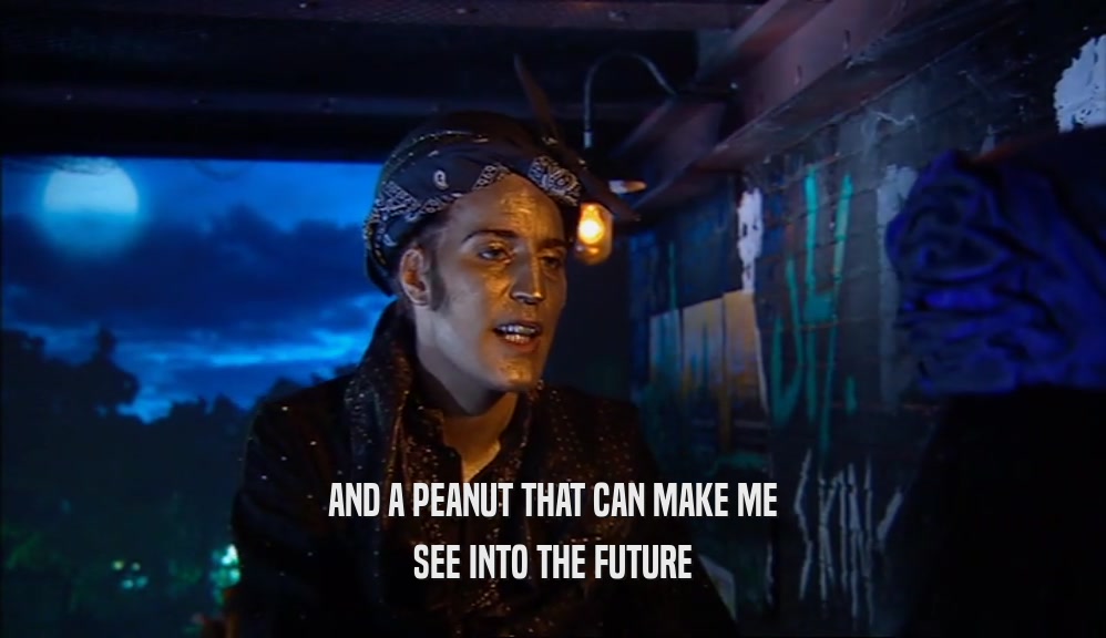 AND A PEANUT THAT CAN MAKE ME SEE INTO THE FUTURE 