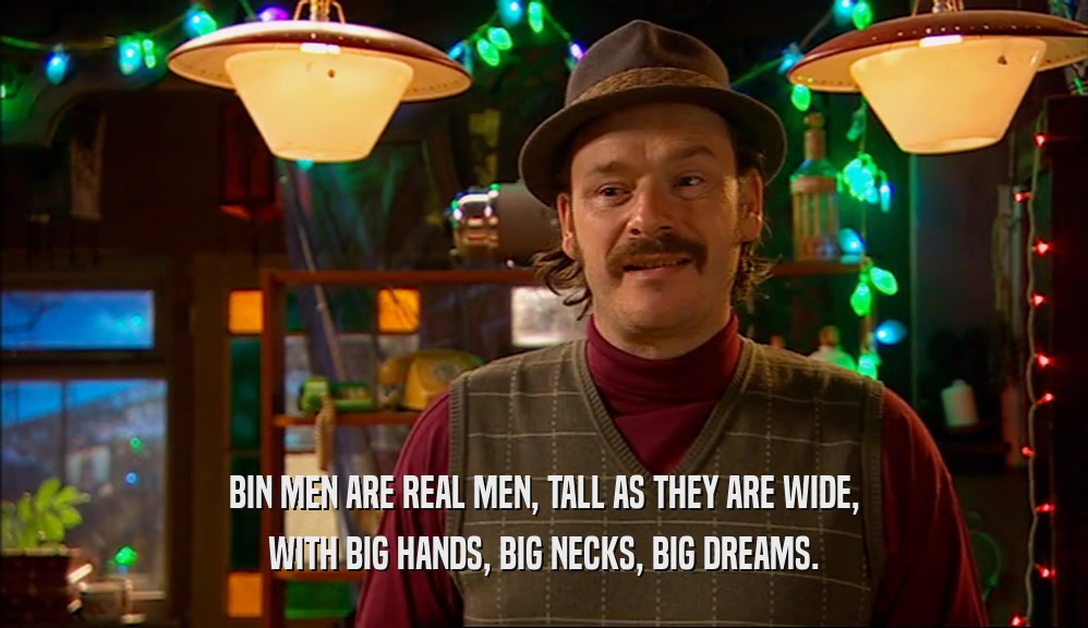 BIN MEN ARE REAL MEN, TALL AS THEY ARE WIDE, WITH BIG HANDS, BIG NECKS, BIG DREAMS. 