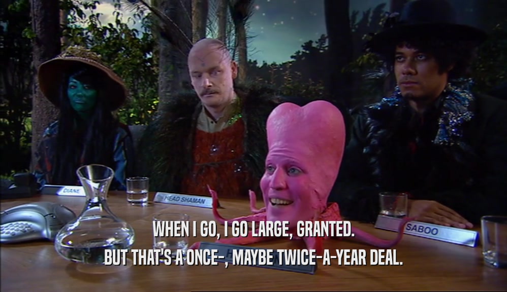 WHEN I GO, I GO LARGE, GRANTED. BUT THAT'S A ONCE-, MAYBE TWICE-A-YEAR DEAL. 