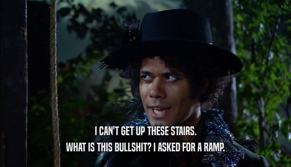 I CAN'T GET UP THESE STAIRS. WHAT IS THIS BULLSHIT? I ASKED FOR A RAMP. 