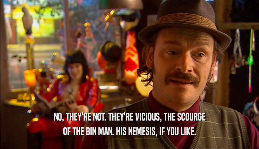 NO, THEY'RE NOT. THEY'RE VICIOUS, THE SCOURGE OF THE BIN MAN. HIS NEMESIS, IF YOU LIKE. 