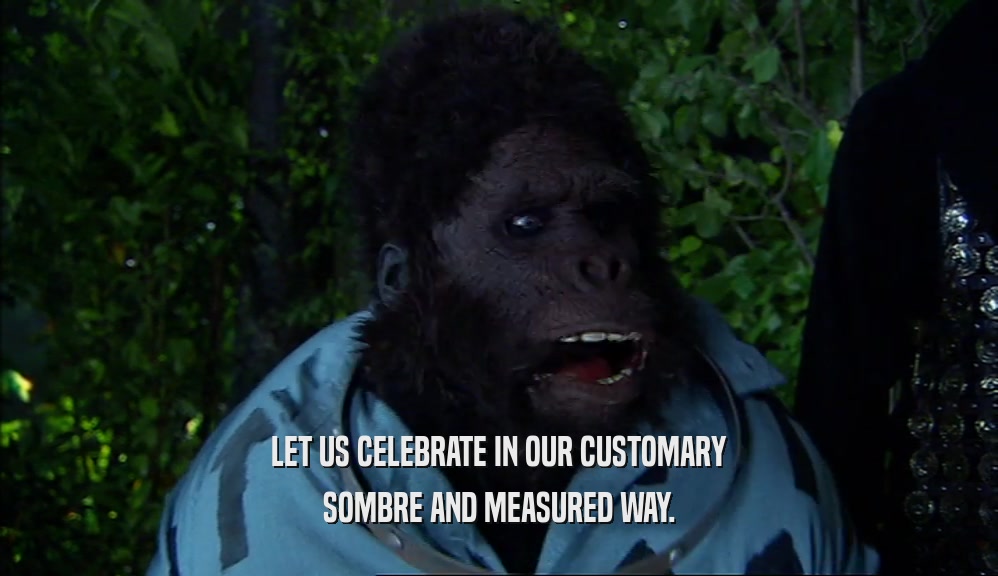 LET US CELEBRATE IN OUR CUSTOMARY SOMBRE AND MEASURED WAY. 