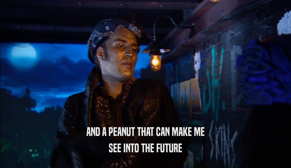 AND A PEANUT THAT CAN MAKE ME SEE INTO THE FUTURE 
