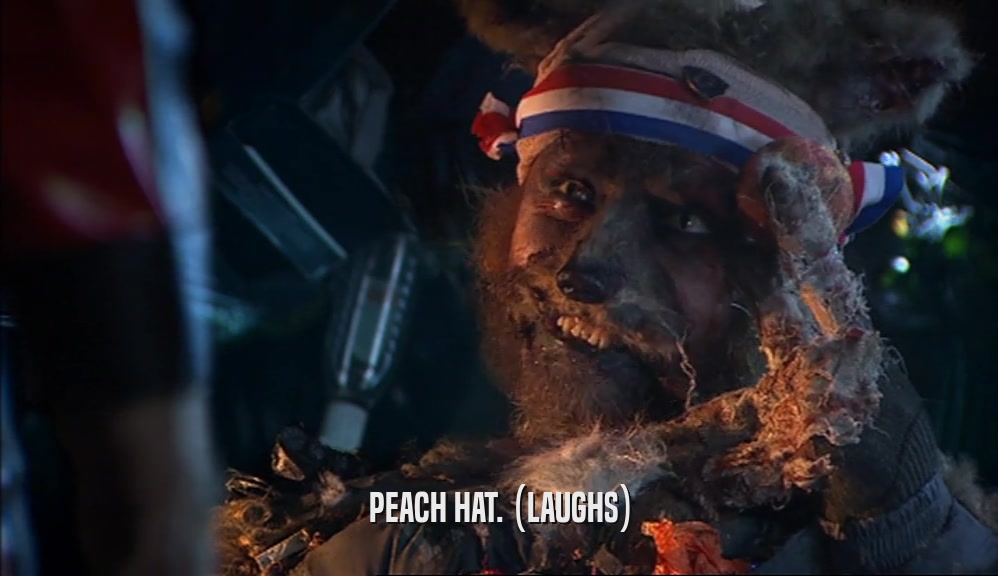PEACH HAT. (LAUGHS)
  