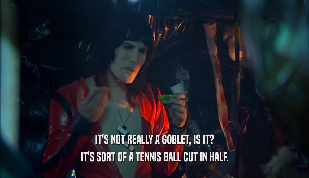 IT'S NOT REALLY A GOBLET, IS IT? IT'S SORT OF A TENNIS BALL CUT IN HALF. 