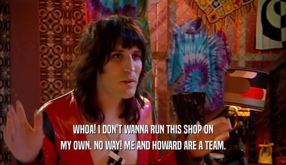 WHOA! I DON'T WANNA RUN THIS SHOP ON MY OWN. NO WAY! ME AND HOWARD ARE A TEAM. 