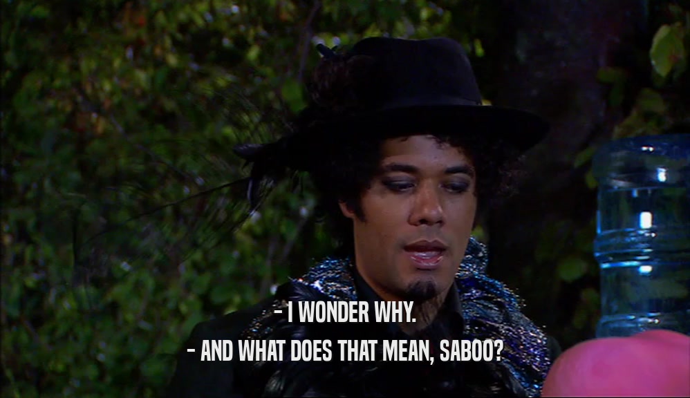 - I WONDER WHY.
 - AND WHAT DOES THAT MEAN, SABOO?
 
