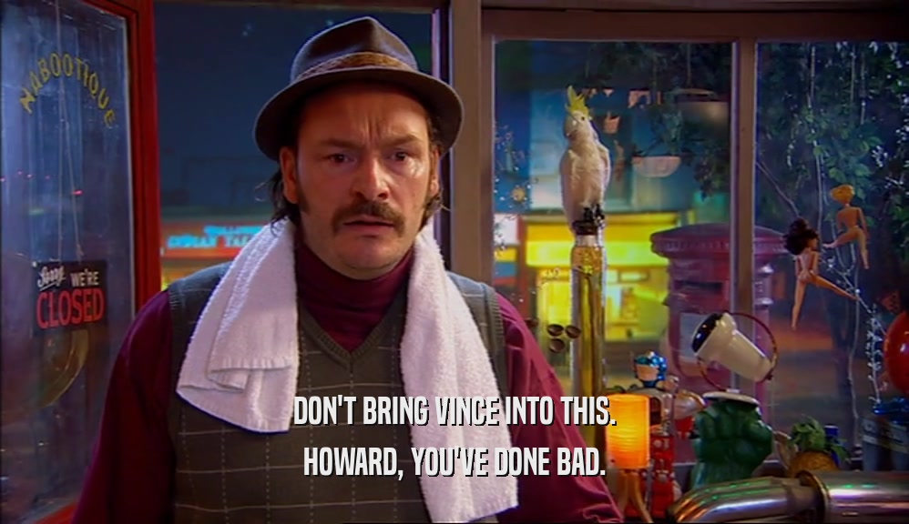 DON'T BRING VINCE INTO THIS. HOWARD, YOU'VE DONE BAD. 