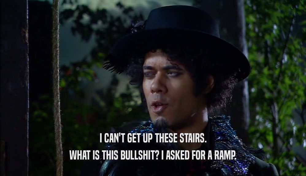 I CAN'T GET UP THESE STAIRS. WHAT IS THIS BULLSHIT? I ASKED FOR A RAMP. 