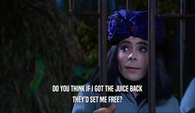 DO YOU THINK IF I GOT THE JUICE BACK
 THEY'D SET ME FREE?
 