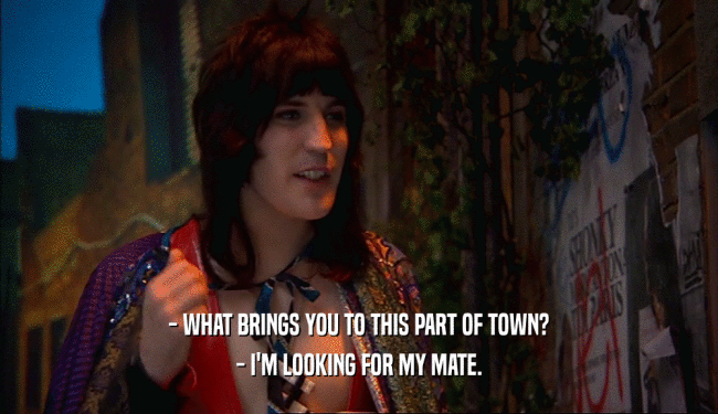 - WHAT BRINGS YOU TO THIS PART OF TOWN? - I'M LOOKING FOR MY MATE. 