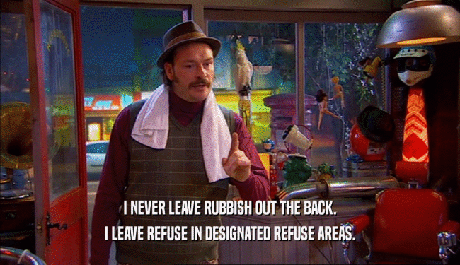 I NEVER LEAVE RUBBISH OUT THE BACK. I LEAVE REFUSE IN DESIGNATED REFUSE AREAS. 