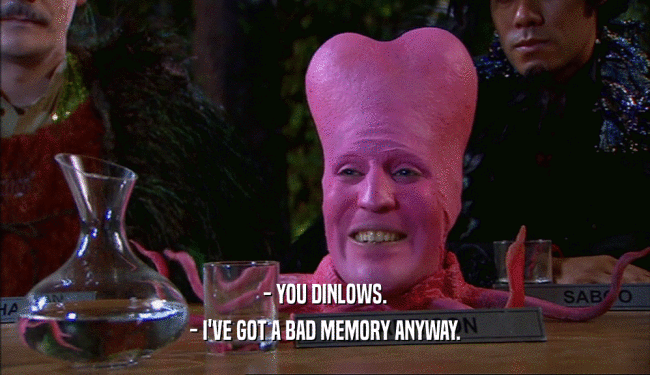 - YOU DINLOWS.
 - I'VE GOT A BAD MEMORY ANYWAY.
 