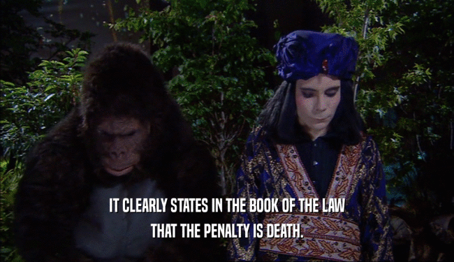 IT CLEARLY STATES IN THE BOOK OF THE LAW
 THAT THE PENALTY IS DEATH.
 