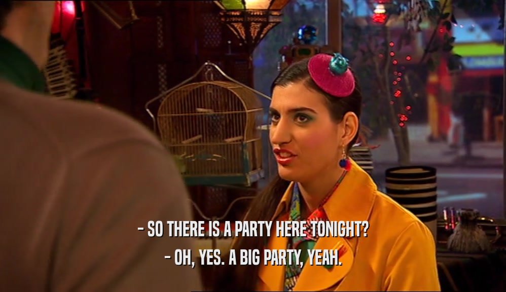 - SO THERE IS A PARTY HERE TONIGHT? - OH, YES. A BIG PARTY, YEAH. 