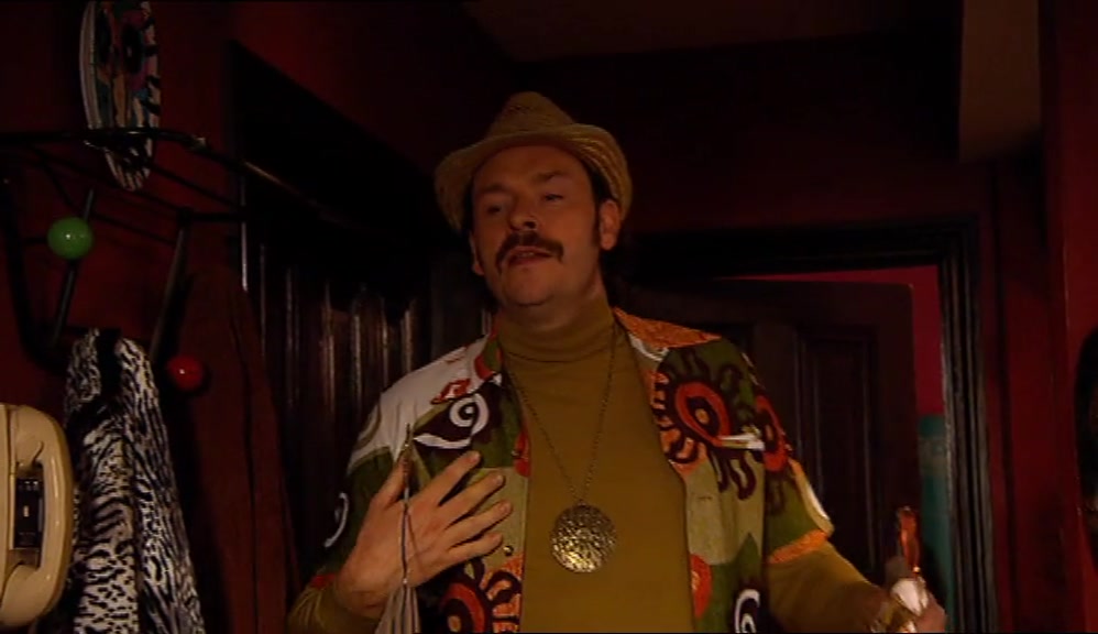 OK, WHAT I'VE GONE FOR IS AN OLIVE-GREEN ROLLNECK AND QUITE A HEAVY-GAUGE CORDUROY. 