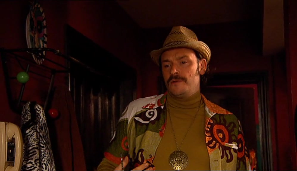 OK, WHAT I'VE GONE FOR IS AN OLIVE-GREEN ROLLNECK AND QUITE A HEAVY-GAUGE CORDUROY. 