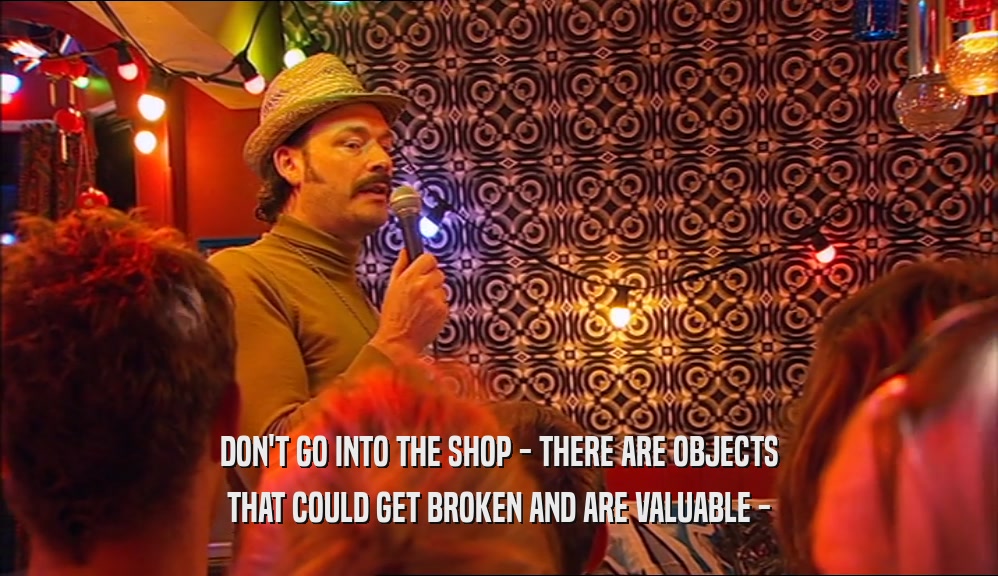 DON'T GO INTO THE SHOP - THERE ARE OBJECTS THAT COULD GET BROKEN AND ARE VALUABLE - 