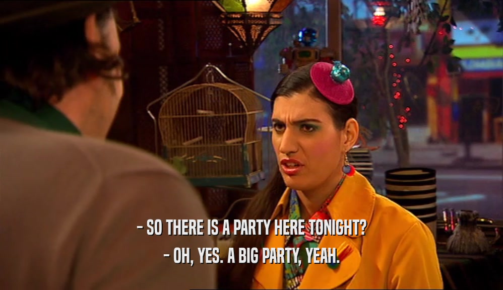 - SO THERE IS A PARTY HERE TONIGHT? - OH, YES. A BIG PARTY, YEAH. 