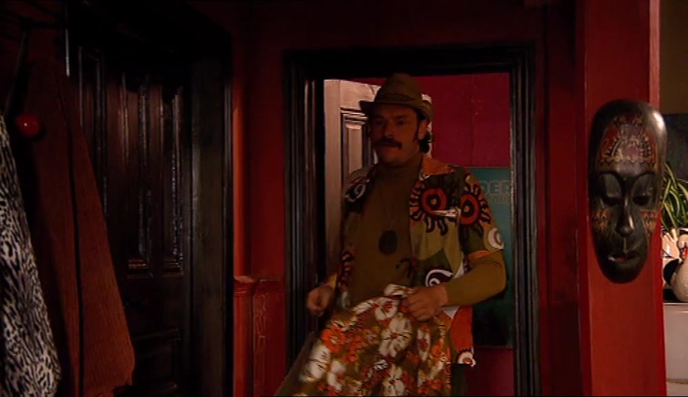 OK, WHAT I'VE GONE FOR IS AN OLIVE-GREEN ROLLNECK AND QUITE A HEAVY-GAUGE CORDUROY. 