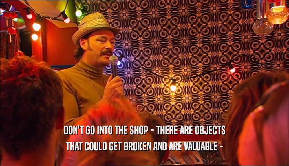 DON'T GO INTO THE SHOP - THERE ARE OBJECTS THAT COULD GET BROKEN AND ARE VALUABLE - 