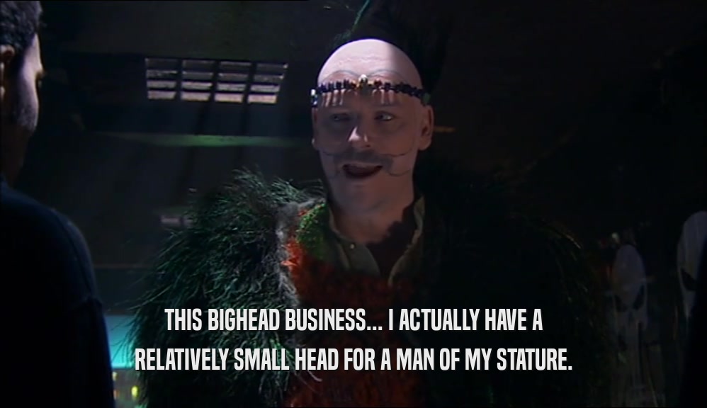 THIS BIGHEAD BUSINESS... I ACTUALLY HAVE A RELATIVELY SMALL HEAD FOR A MAN OF MY STATURE. 
