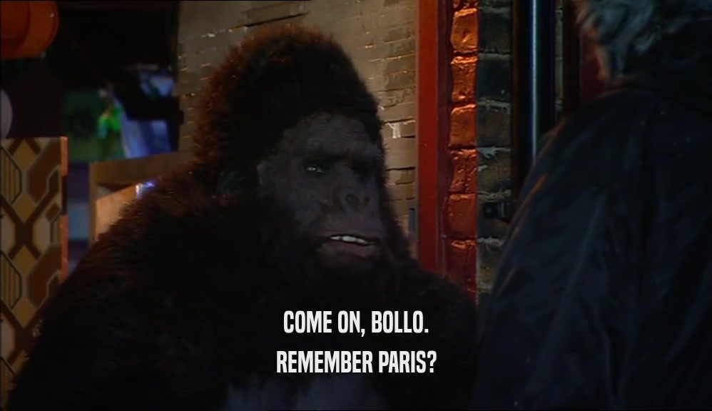 COME ON, BOLLO. REMEMBER PARIS? 