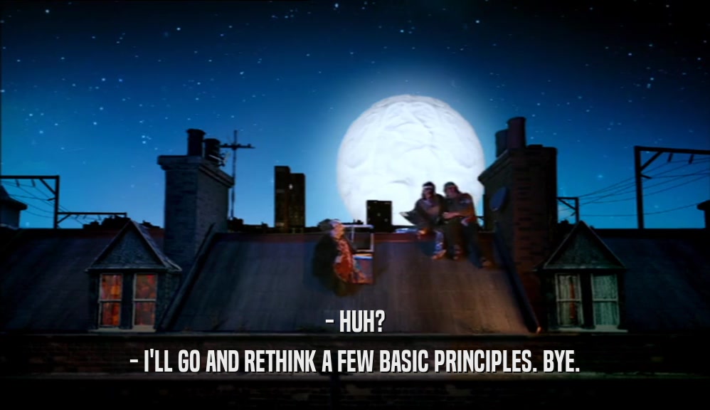 - HUH? - I'LL GO AND RETHINK A FEW BASIC PRINCIPLES. BYE. 