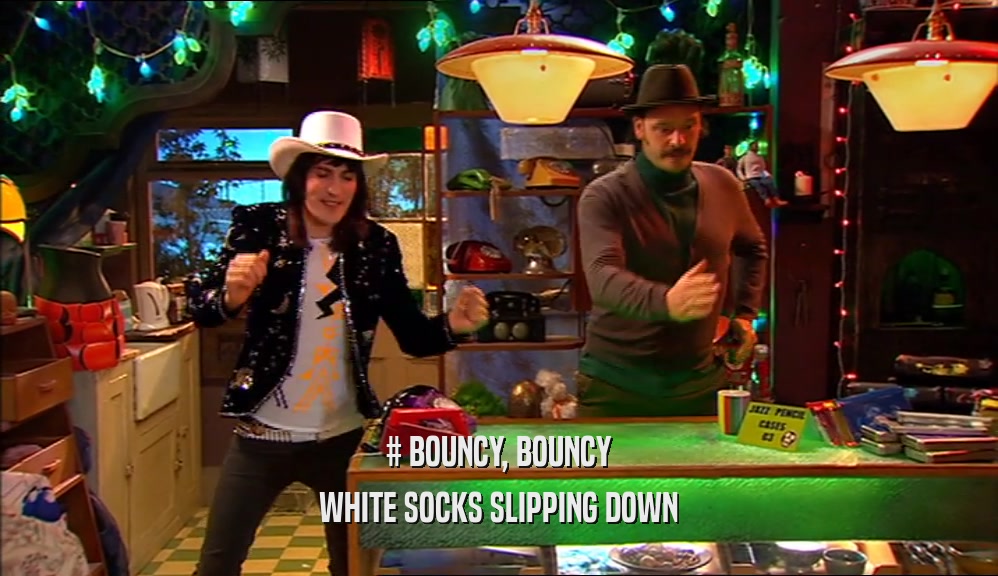 # BOUNCY, BOUNCY WHITE SOCKS SLIPPING DOWN 