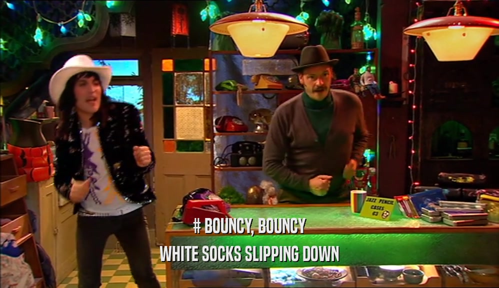 # BOUNCY, BOUNCY WHITE SOCKS SLIPPING DOWN 