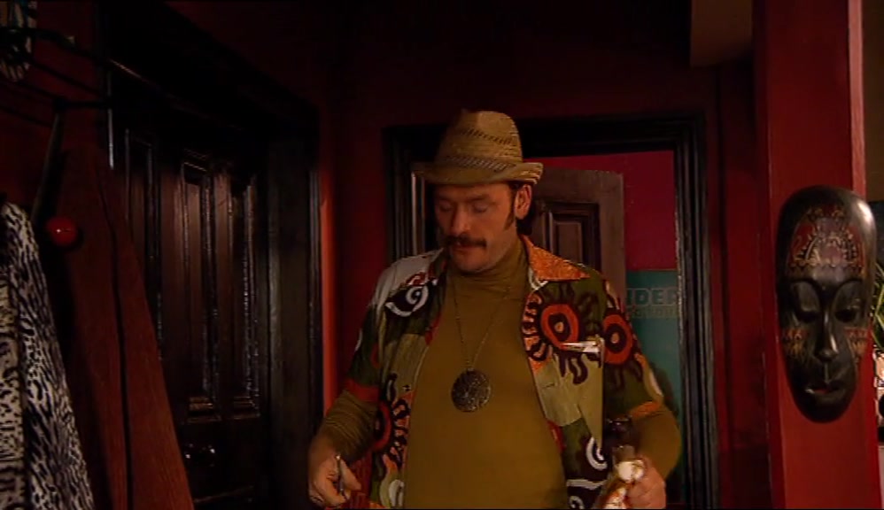 OK, WHAT I'VE GONE FOR IS AN OLIVE-GREEN ROLLNECK AND QUITE A HEAVY-GAUGE CORDUROY. 